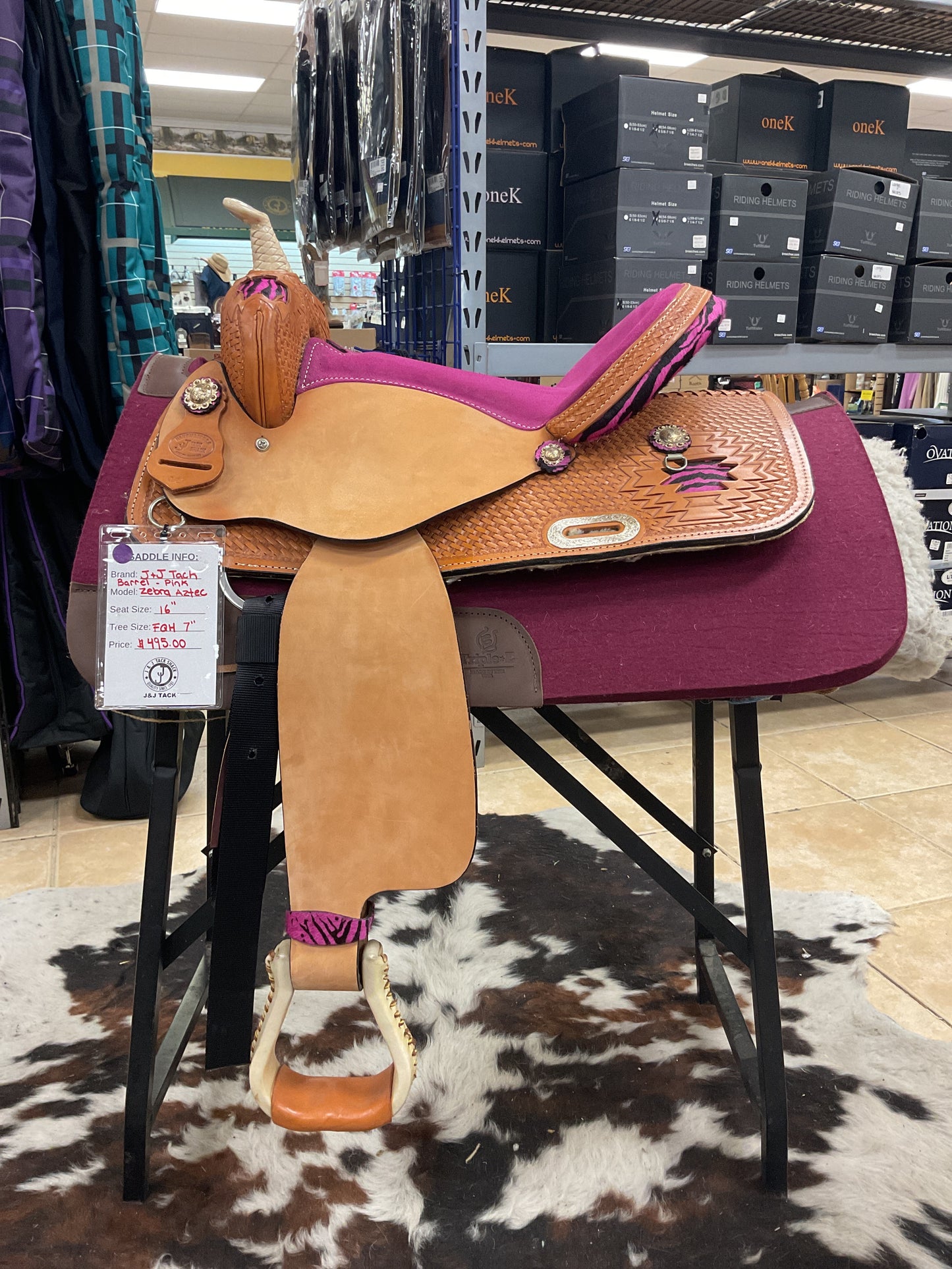 J&J Tack Barrel Pink Zebra Aztec