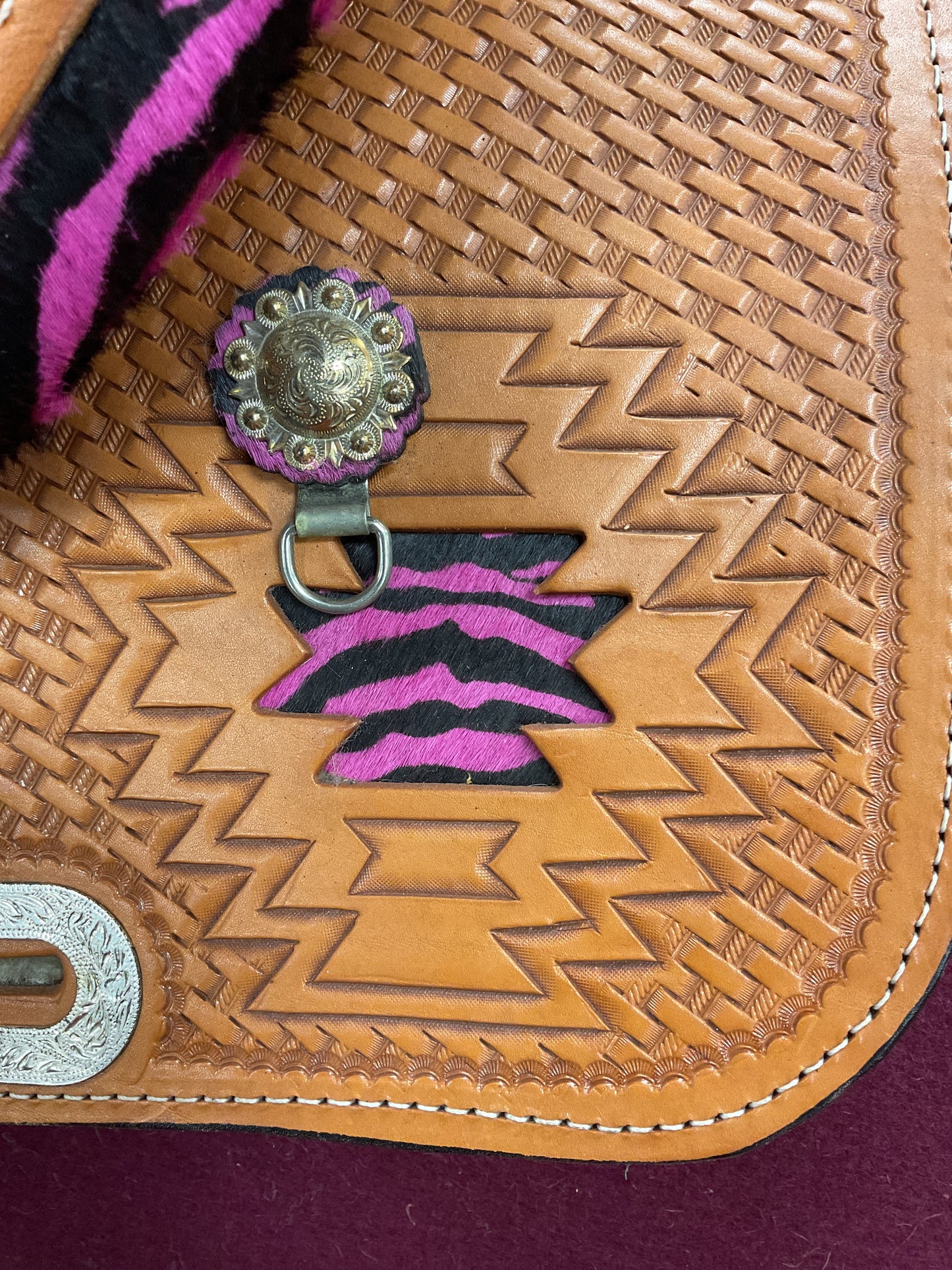 J&J Tack Barrel Pink Zebra Aztec