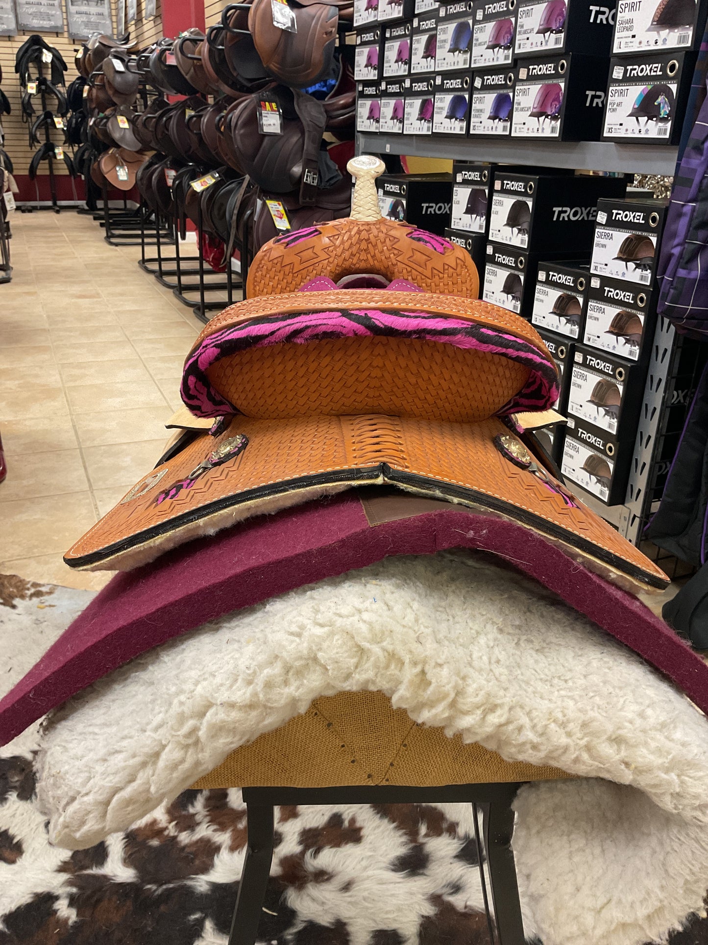J&J Tack Barrel Pink Zebra Aztec