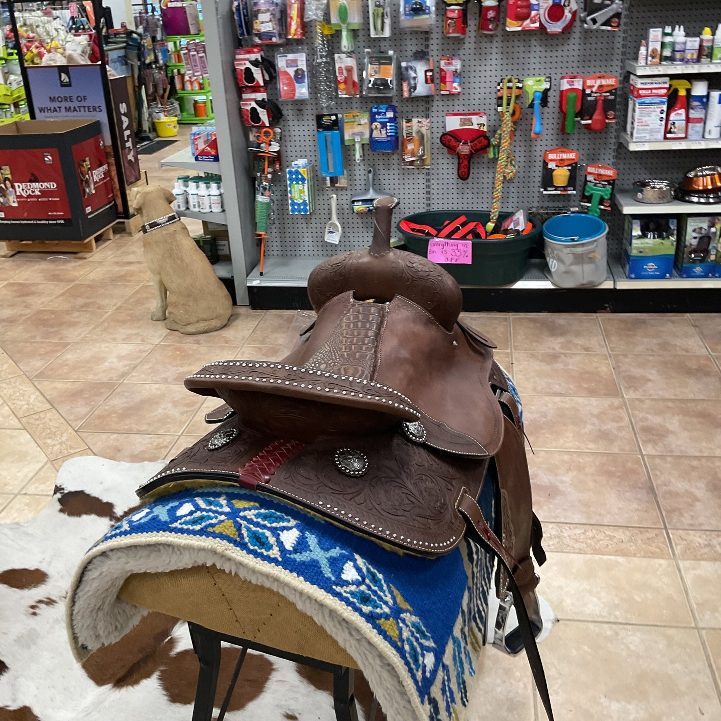 Circle j beaded barrel saddle