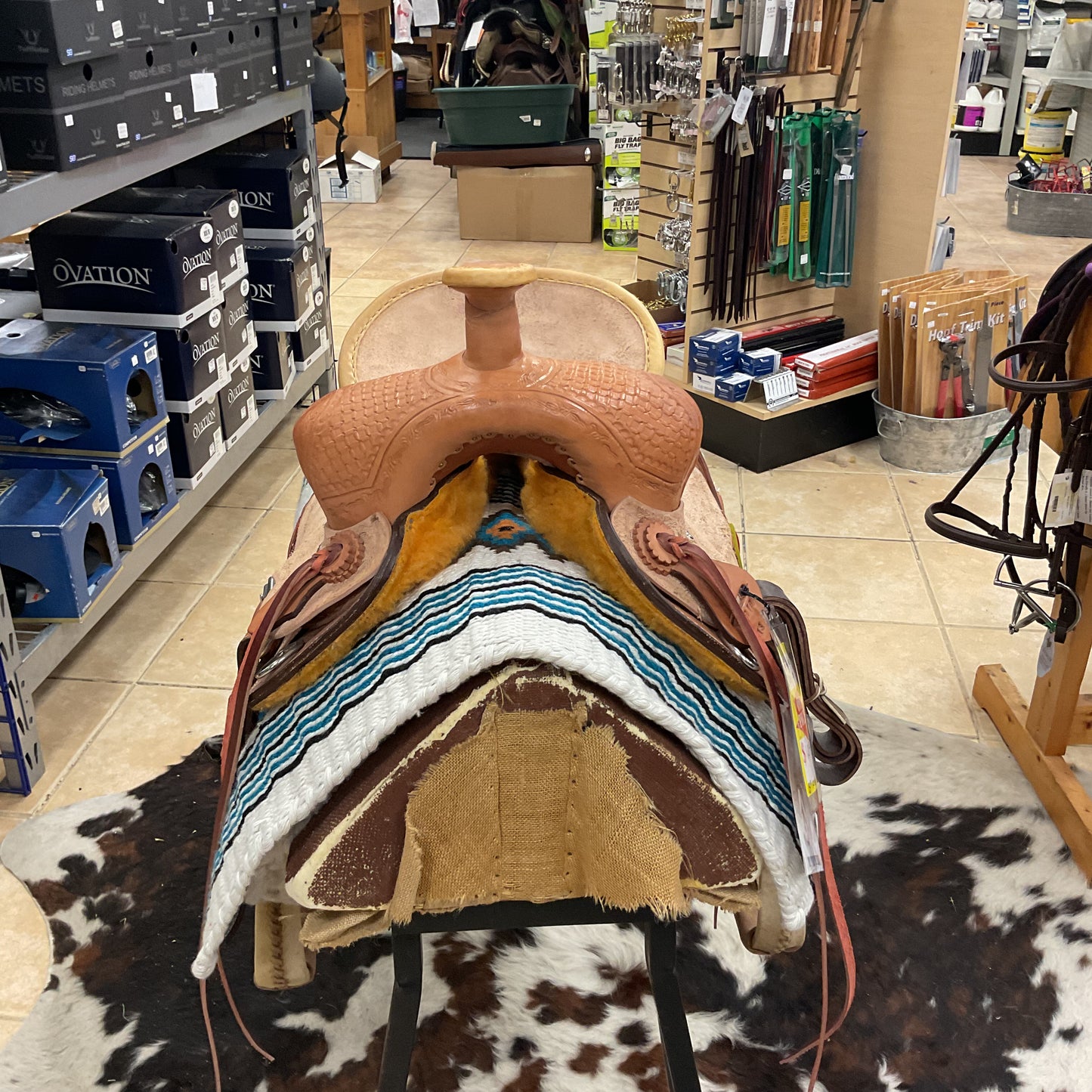 Youth blue river roping saddle