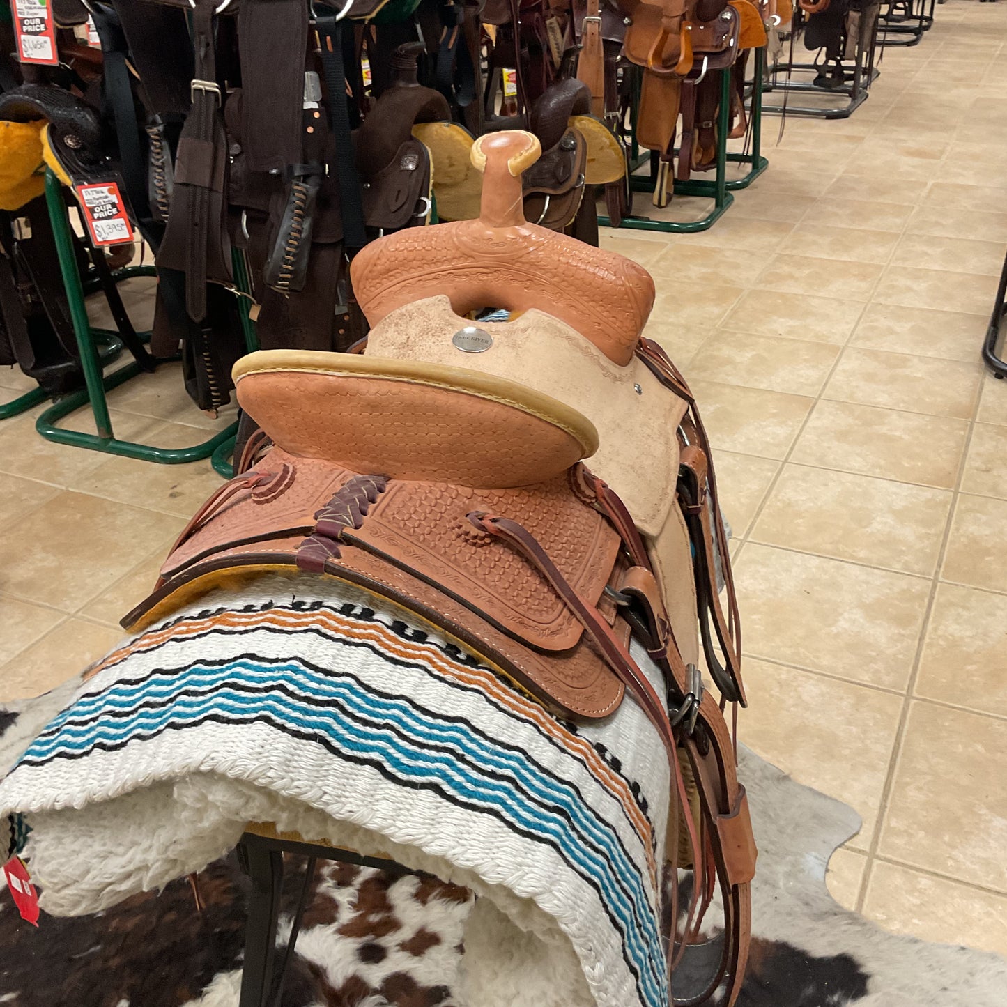 Youth blue river roping saddle