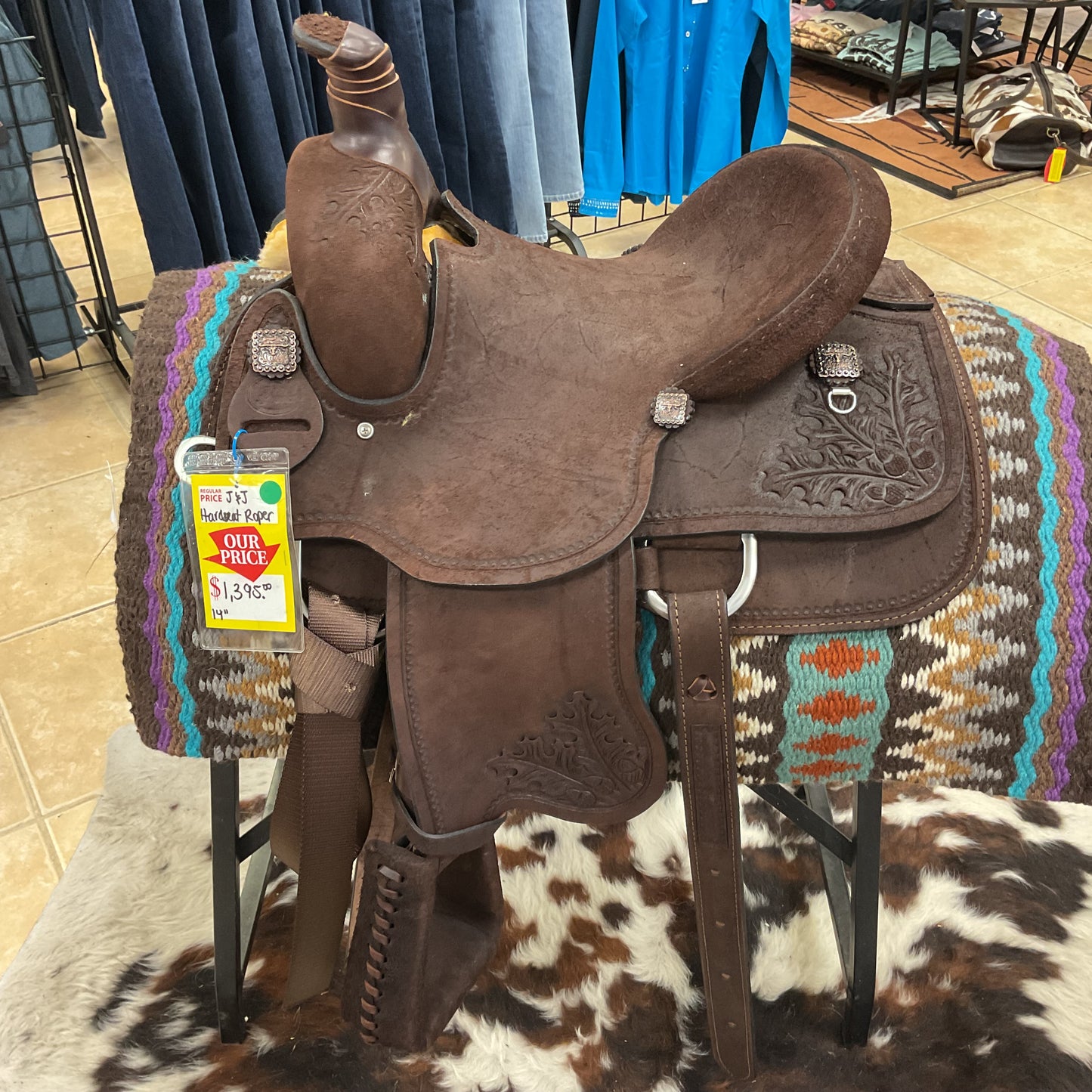 J&J Tack Hardseat Chocolate Roper