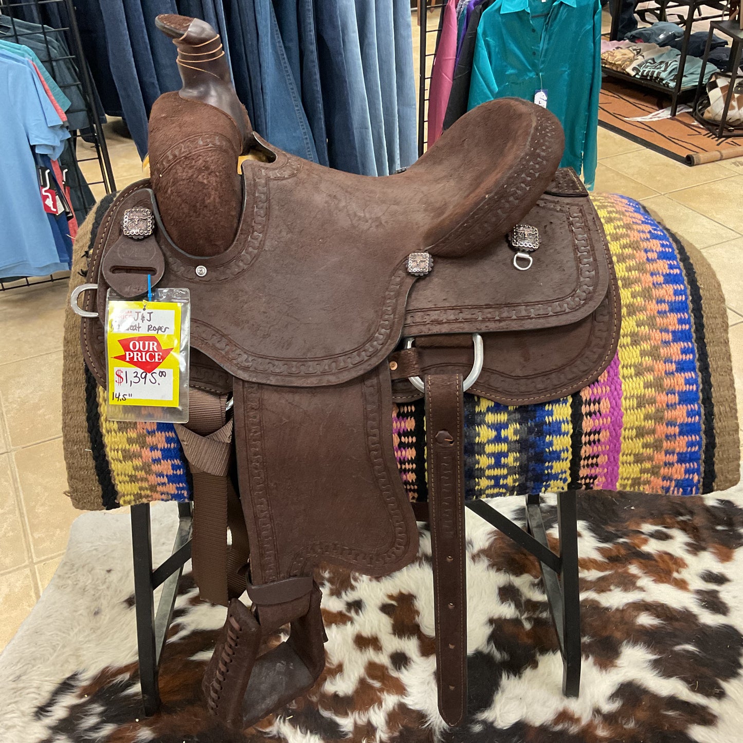 J&J Tack Hardseat Chocolate Roper