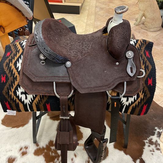 J & J Tack Chocolate Roughout Calf Roper