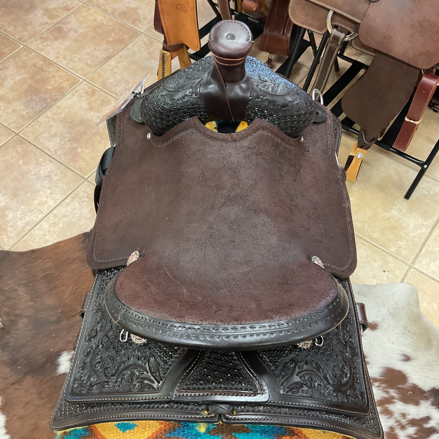 J & J Tack Chocolate Hardseat Calf Roper