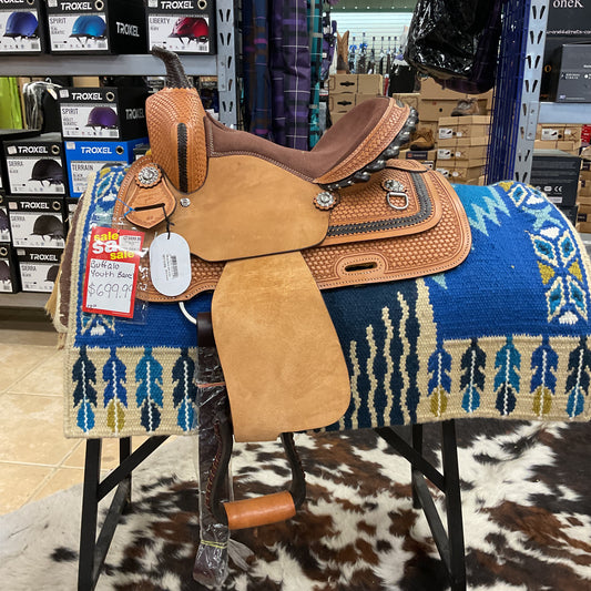 Youth buffalo barrel saddle